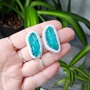 Aura Quartz Gemstone Beaded Earrings